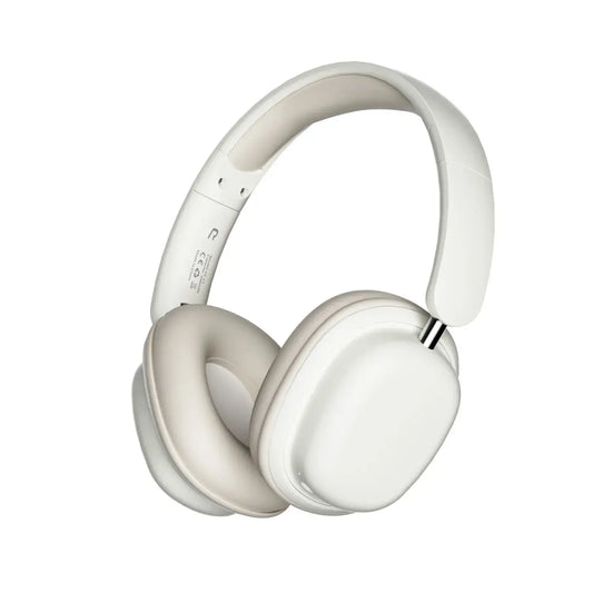 SY-T1 Bluetooth Wireless Headphones in white, foldable design for comfort and noise cancellation.
