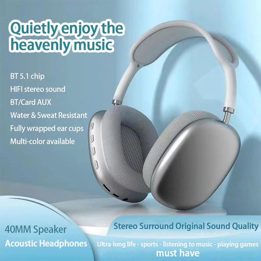P9 Wireless Bluetooth Headphones Over-Ear with Noise Cancelling Mic – Hi-Fi Stereo Sound, Deep Bass, Foldable & Comfortable Ear Cushions