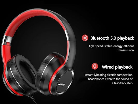 Lenovo HD200 Bluetooth Headphones Over-ear Foldable Wireless Noise Cancellation HIFI