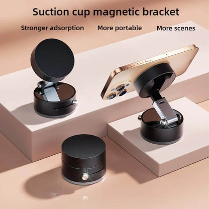 magnetic suction cup phone holder displayed on a countertop, showcasing strong adhesion and portability with smartphone.